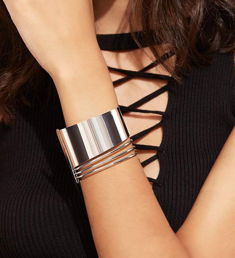 RIOSO 4 Pcs Cuff Bangle Bracelet for Women Open Wide Wire Bracelets Wrist Cuff Wrap Bracelet - Image 3